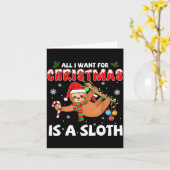 All I Want For Christmas Is A Sloth Funny Holiday Kaart (Gele Bloem)