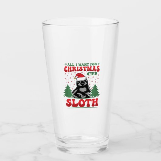 All I Want for Christmas is a Sloth Glas (Voorkant)
