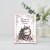 All I Want for Christmas Is A UNICORN Feestdagenkaart (Staand voorkant)