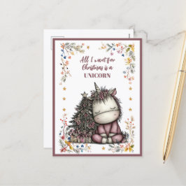 All I Want for Christmas Is A UNICORN Feestdagenkaart