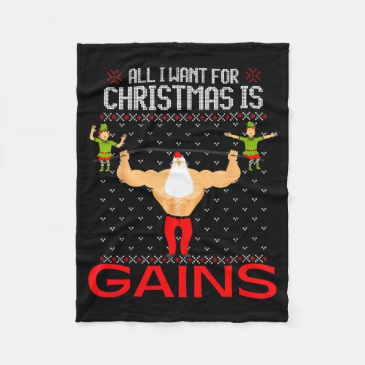 All I Want For Christmas Is Gains Funny Ugly Xmas  Fleece Deken (Voorkant)