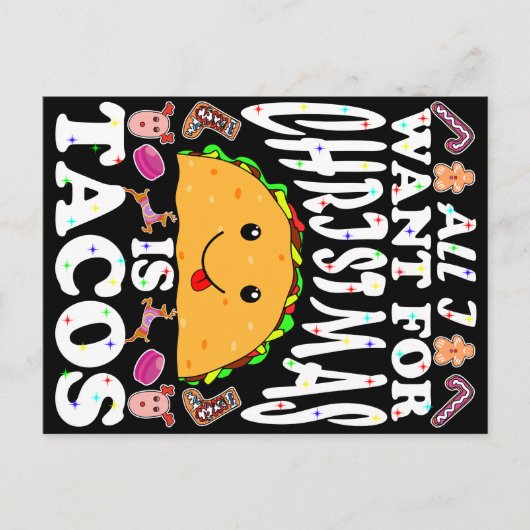 All I Want For Christmas Is Tacos Feestdagenkaart (Voorkant)