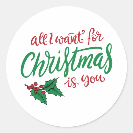 All I want for Christmas Ronde Sticker (Voorkant)