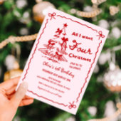 All I Want Four Christmas Girl 4th Birthday Party Kaart
