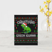 All I Want Green Iguana Lizard Christmas Ugly Xmas Kaart (Gele Bloem)