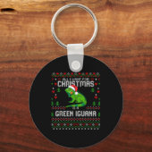 All I Want Green Iguana Lizard Christmas Ugly Xmas Sleutelhanger (Voorkant)