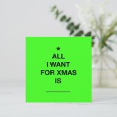 'All I Want' Kerst Kaart - Groen (Staand voorkant)