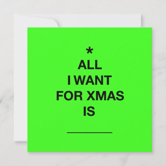 'All I Want' Kerst Kaart - Groen (Voorkant)