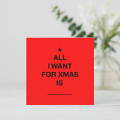 'All I Want' Kerst Kaart - Rood (Staand voorkant)