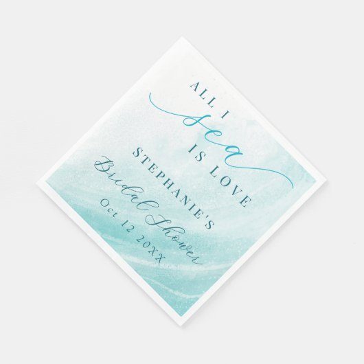 All I Zee is Love Blauwgroen Ocean Beach Vrijgezel Servet (Hoek)