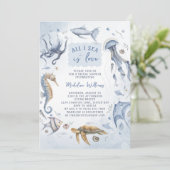 All I Zee is Love Elegant Ocean Vrijgezellenfeest Kaart (Staand voorkant)