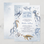 All I Zee is Love Elegant Ocean Vrijgezellenfeest Kaart (Voorkant / Achterkant)