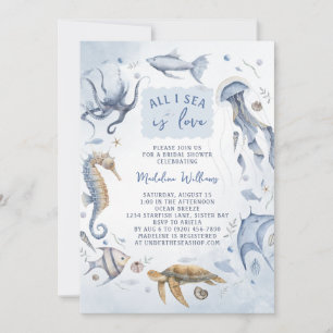 All I Zee is Love Elegant Ocean Vrijgezellenfeest Kaart