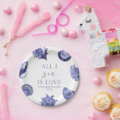 All I Zee is Love Elegant Seashells Vrijgezellenfe Papieren Bordje (Feest)
