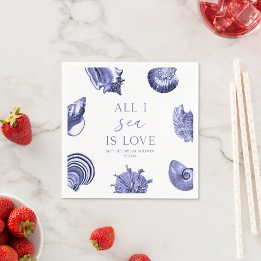 All I Zee is Love Elegant Seashells Vrijgezellenfe Servet (Insitu)