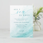 All I Zee is Love Ocean Beach Blauwgroen Vrijgezel Kaart (Staand voorkant)