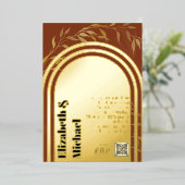 All-in1 GOLD FOLIE Terracotta Foto QR Code Modern Uitnodiging (Staand Voorkant)