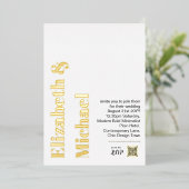All-in-1 ECHT GOUDE FOLIE Witte Foto QR-code Moder Uitnodiging (Staand Voorkant)