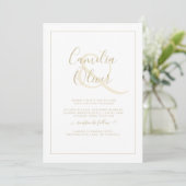 All-in-1 Elegant White Gold Font Classic Wedding I Kaart (Staand voorkant)