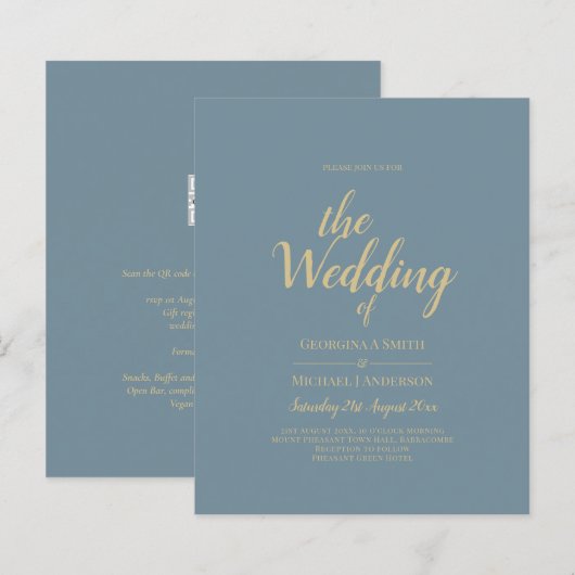 All-in-1 Elegant Zee Glas Teal Goud Trouw QR cd (Voorkant / Achterkant)