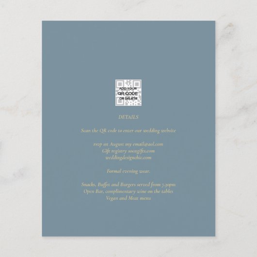 All-in-1 Elegant Zee Glas Teal Goud Trouw QR cd Flyer (Achterkant)