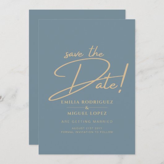 All-in-1 Elegant Zee Glas Teal Goud Trouw QR cd Kaart (Voorkant / Achterkant)