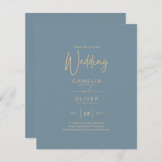 All-in-1 Elegant Zee Glass Blauwgroen Gold Wedding (Voorkant / Achterkant)