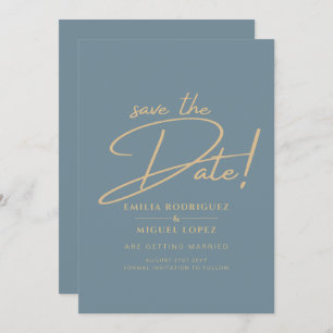 All-in-1 Elegant Zee Glass Blauwgroen Gold Wedding Kaart