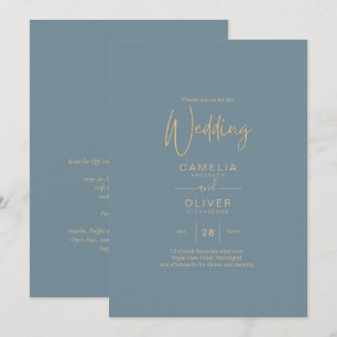 All-in-1 Elegant Zee Glass Blauwgroen Gold Wedding Kaart