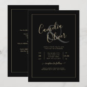 All-in-1 elegante klassieke zwarte GOLD-tekstbruil Kaart (Voorkant / Achterkant)