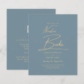 All-in-1 Elegante Zeeglas Teal Goud Bruiloft (Voorkant / Achterkant)