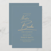 All-in-1 Elegante Zeeglas Teal Goud Onze Bruiloft Kaart (Voorkant / Achterkant)