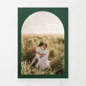 All-in-1 Emerald Green Wedding RSVP Program PHOTO Drieluik Uitnodiging (Cover)