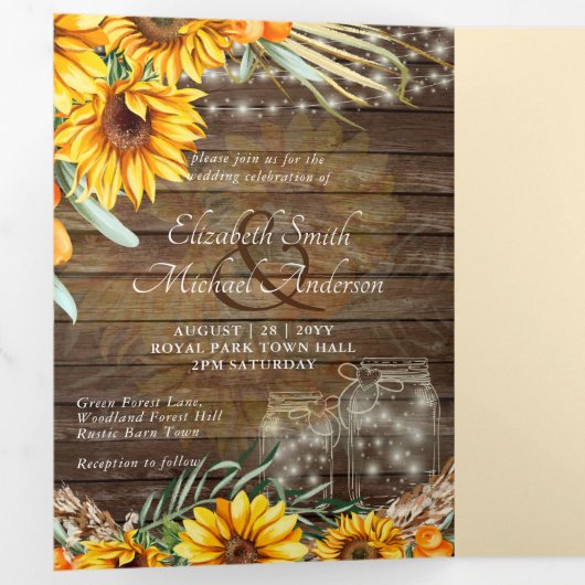 All-in-1 FOTO Huwelijksuitnodiging RSVP Programma  (Binnenzijde eerst)