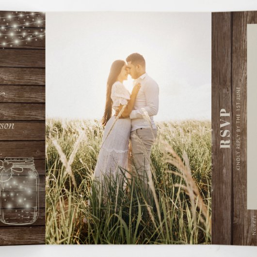 All-in-1 FOTO Huwelijksuitnodiging RSVP Programma  (Binnenkant midden)