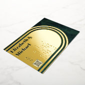 All-in-1 GOLD FOIL Green Photo QR Code Modern Folie Uitnodiging (Gedraaid)