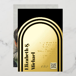 All-in-1 GOUDFOLIE Zwart Foto QR Code Modern Folie Uitnodiging