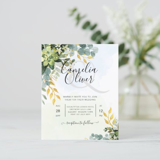 All-in-1 Greenery Gold Eucalyptus Leaves Wedding (Staand voorkant)