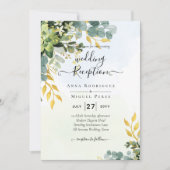 All-in-1 Greenery Gold Eucalyptus Leaves Wedding Kaart (Voorkant)