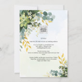 All-in-1 Greenery Gold Eucalyptus Leaves Wedding Kaart (Achterkant)