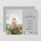 All-in-1 Greenery Leaves Photo Overlay Wedding QR (Voorkant / Achterkant)
