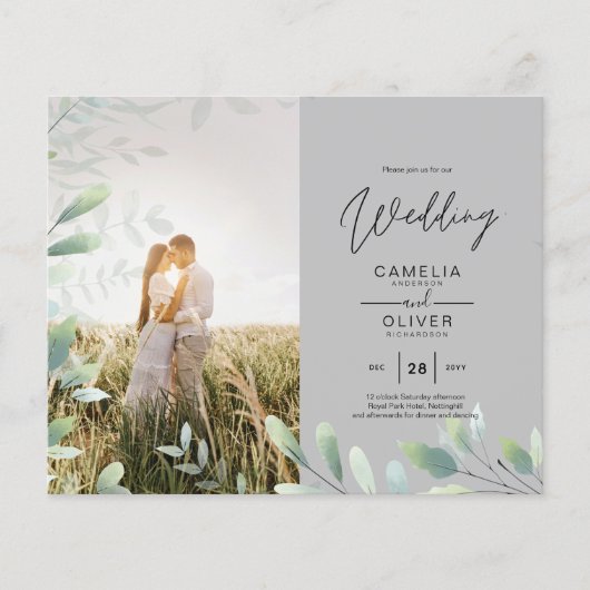 All-in-1 Greenery Leaves Photo Overlay Wedding QR (Voorkant)