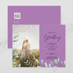 All-in-1 Greenery Leaves Photo Overlay Wedding QR