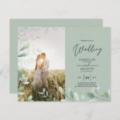 All-in-1 Greenery Leaves Photo Overlay Wedding QR (Voorkant / Achterkant)