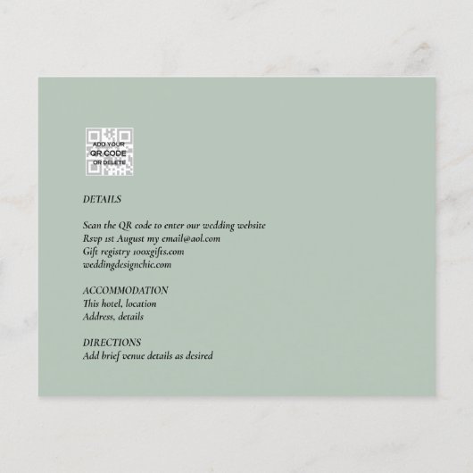 All-in-1 Greenery Leaves Photo Overlay Wedding QR (Achterkant)