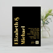 All-in-1 REAL GOLD FOIL Black Photo QR Code Folie  Folie Uitnodiging (Staand Voorkant)