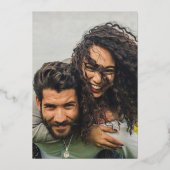 All-in-1 REAL GOLD FOIL Green Photo QR Code Modern Folie Uitnodiging (Achterkant)