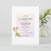 ALL-IN-1 Roze CALLA Lelie Kunst Trouw UITNODIGING (Staand voorkant)