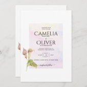 ALL-IN-1 Roze CALLA Lelie Kunst Trouw UITNODIGING (Voorkant / Achterkant)