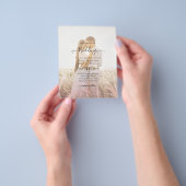 All-in-1 Roze Ombre Foto Overlay Huwelijks QR-code Flyer (Hand)